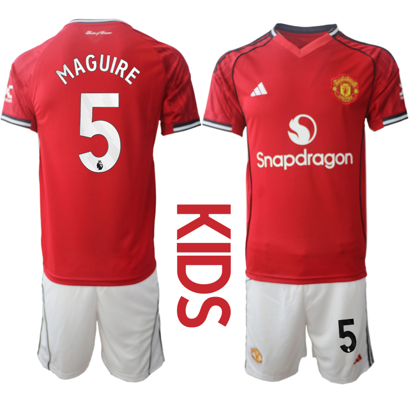 Youth 2025-2026 Club Manchester United home Red 5 Soccer Jersey